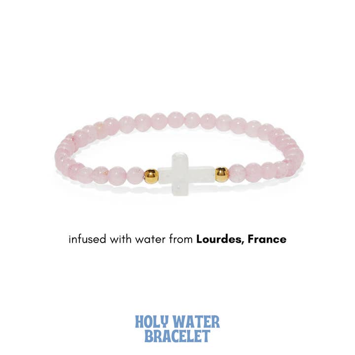 HOLY WATER ROSE QUARTZ CROSS BRACELET for wholesale by Holy Water Bracelet