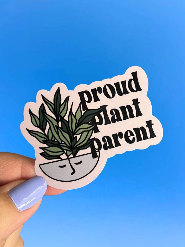 Proud plant parent sticker for wholesale by Cosmic Paper Studio