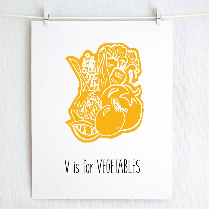 V comme légumes - Impression illustrée pour la vente par Jamie Palmer Keating