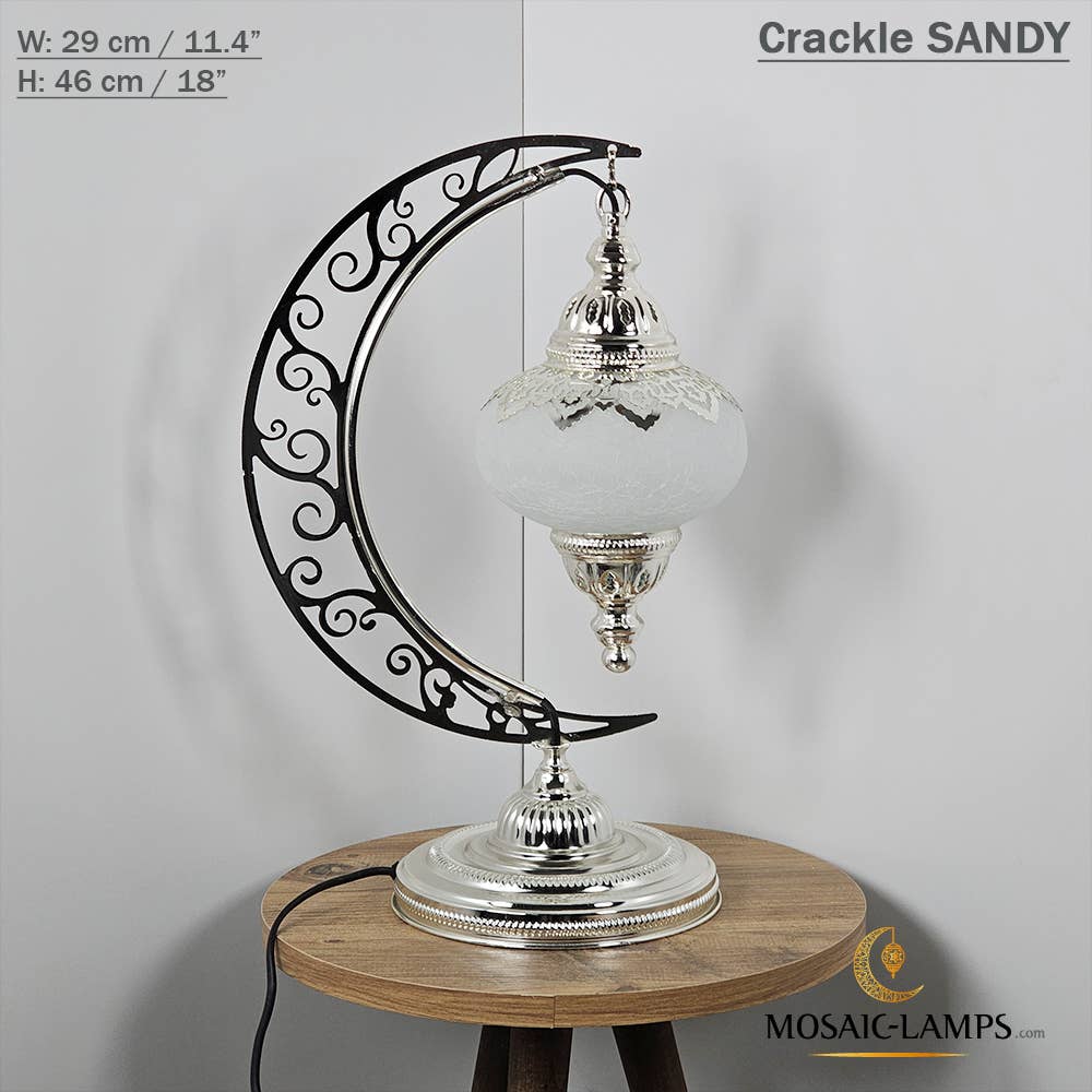 Mosaic Lamps - Vendita all'ingrosso Lampada da scrivania/d'accento - Lampada da scrivania Turkish Moon in argento, luci ad arco marocchine, Murano C4