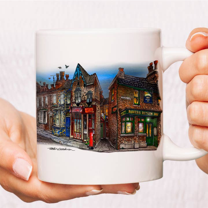 Blanco Taza de café de Coronation Street de venta al por mayor en Faire