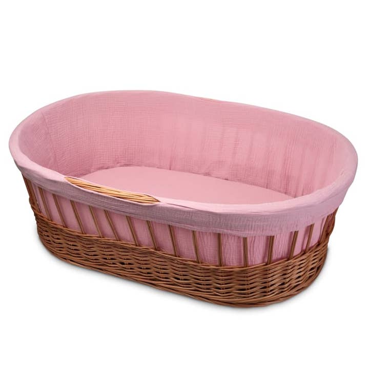HiLittleOne-Moses basket with frame, liner, mattresBABY PINK for wholesale by Hi Little One