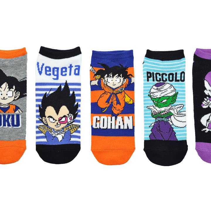 Dragon Ball Z 5 Pair Lowcut Socks - Chibi Character Design for wholesale by Everything Legwear