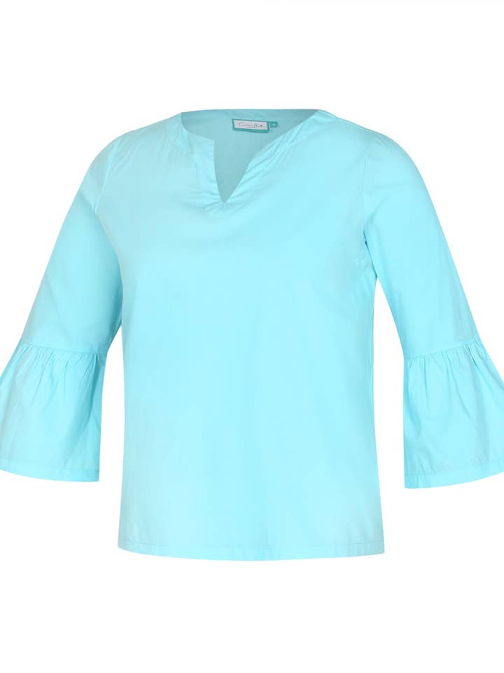 Maglia Island Paradise Savannah con maniche arricciate, da donna per la vendita all'ingrosso da parte di Carvalho Couture