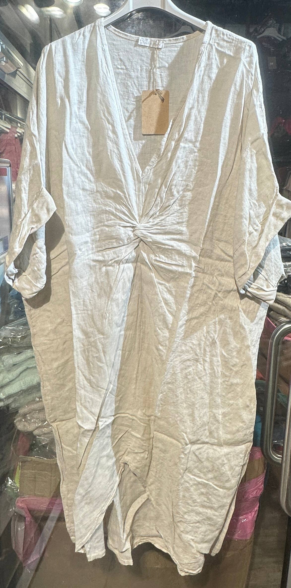 Lea & Luc - Grandes Tailles - Wholesale Dress - Women's - Plus size linen dress V neckline SKU 790913