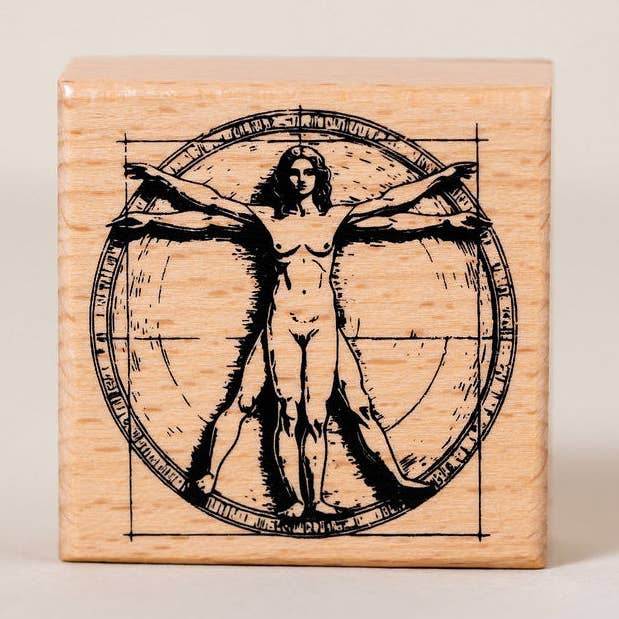 Vitruvian Woman Wooden Stamp for wholesale by CoraCreaCrafts