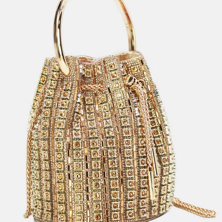 Tom&Eva (F.D.M diffusion) - Wholesale Clutch Bag - Women's - Evening Bucket Bag With Rhinestones 24P-59546