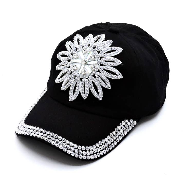 Diacly - Vente Casquette de baseball – femme - Casquette en strass Big Flower1