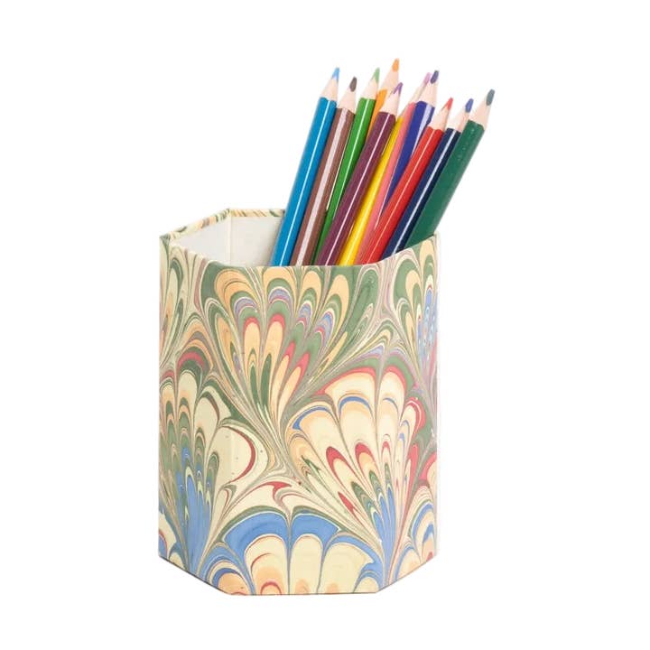 Hand-Marbled Multicolour Pencil Holder for wholesale by Domenica Marland