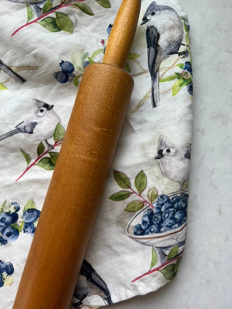 Kasey Melissa Art – wholesale Tea towel – Tufted Titmouse and Blueberries - Linen Tea Towel6