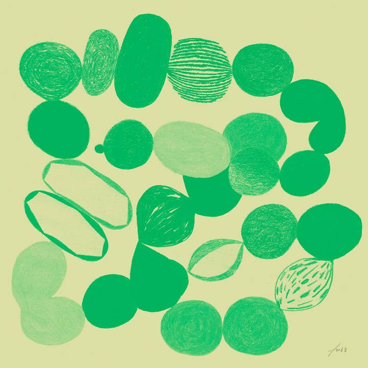 FineArt Print Rambling V1 Green for wholesale by Franziska Uhlig Illustration