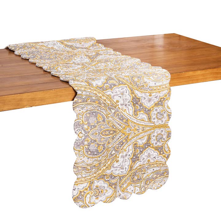 C&F Home - Wholesale Table Runner - Shay Damask Table Runner1