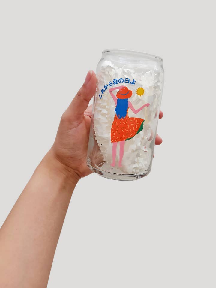 Summer Days Ahead 16oz Glass Cup for wholesale by Studio Haru