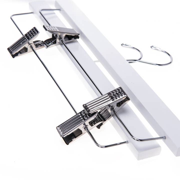 Quality Hangers - Wholesale Clothes Hangers - W043 - Wooden Straight Skirt Hangers, 14", White 120 pcs