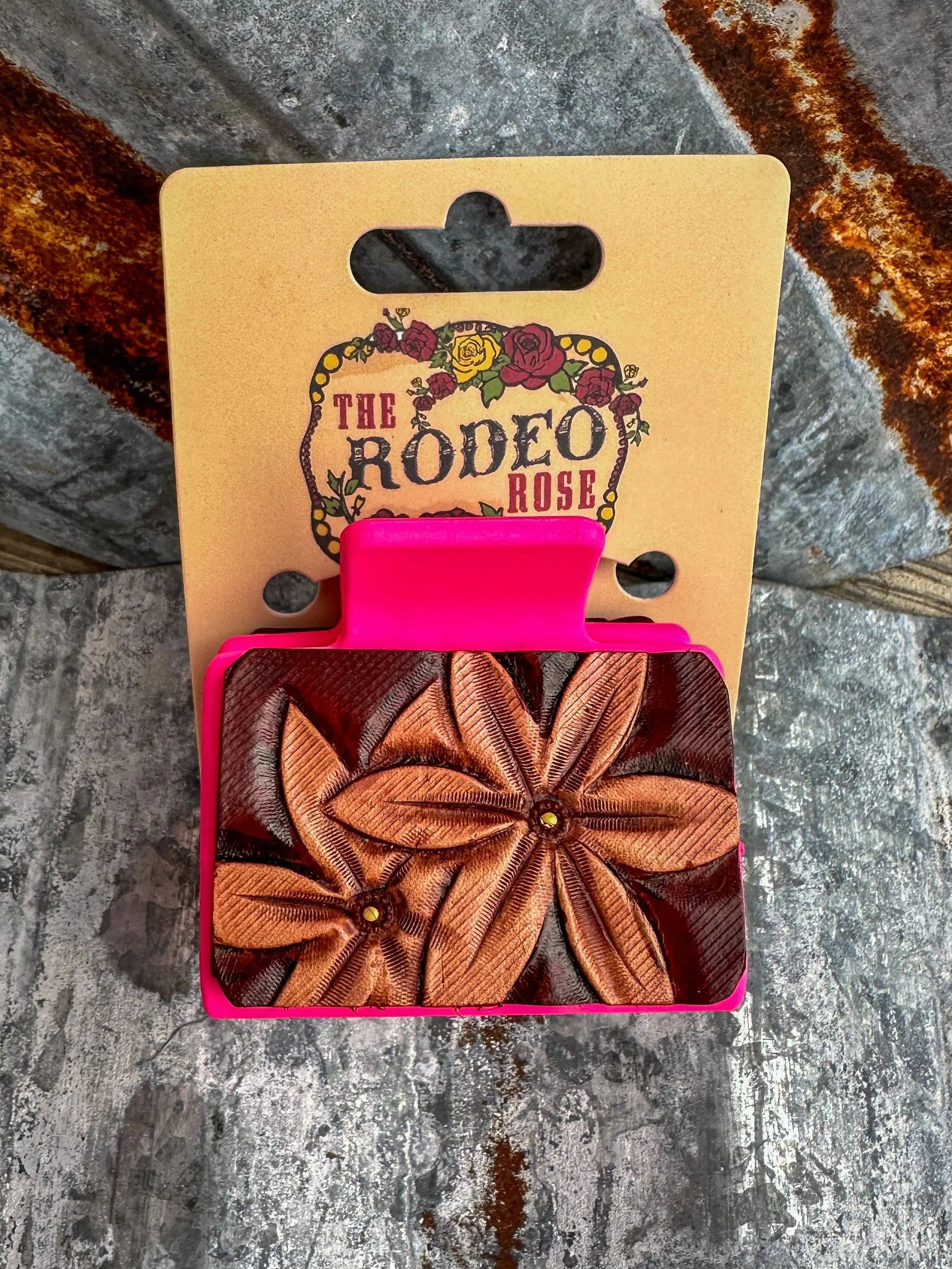 The Rodeo Rose – Clips para cabelo - Mulher por atacado – Presilha de Cabelo em Couro Trabalhado Margarida Cowgirl Rodeo Western Cowboy5