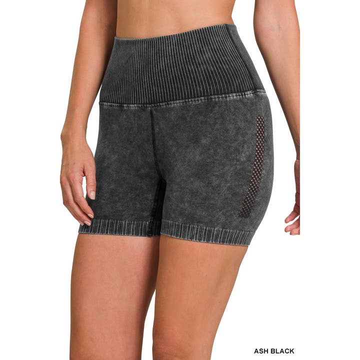 SHORTS DE CINTURA ALTA SEM COSTURA LAVADOS EM PEDRA por atacado de Apolline