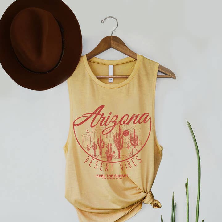 Arizona Desert Vibes Cactus Graphic Women's Jersey Tank Top for wholesale by PINK NABI