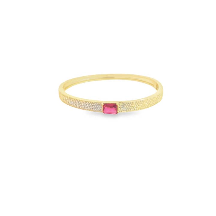 MIA Jewelry - Wholesale Bangle bracelet - 18K Gold Filled CZ Paved Stone Bangle Bracelet (B108)(B108A)1