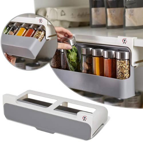 Under Shelf Spice Rack Pull Out Organizer with 3M Tape and other Purchase Wholesale spice storage. Free Returns & Net 60 Terms on Faire trending on Faire.