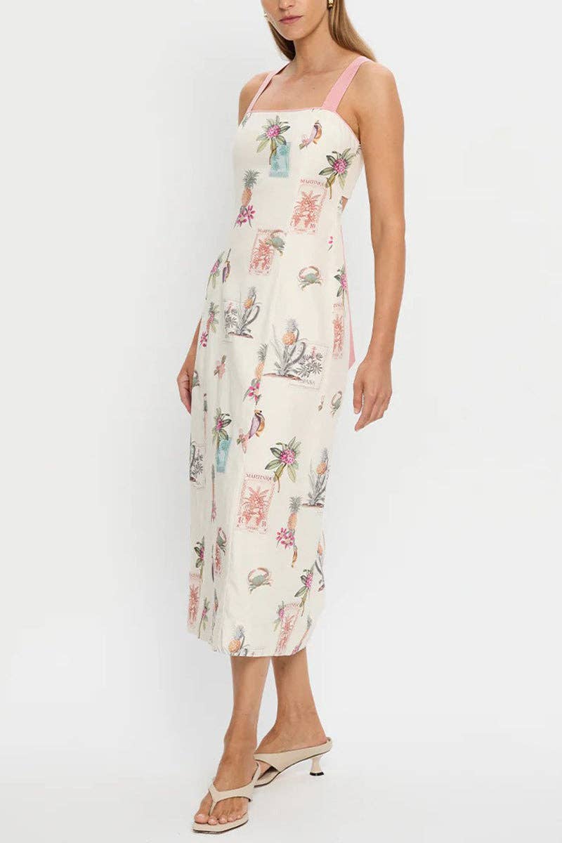 WHITE Tropical Print Vacation Dress for wholesale on Faire1