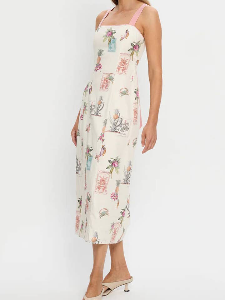 WHITE Tropical Print Vacation Dress for wholesale on Faire1