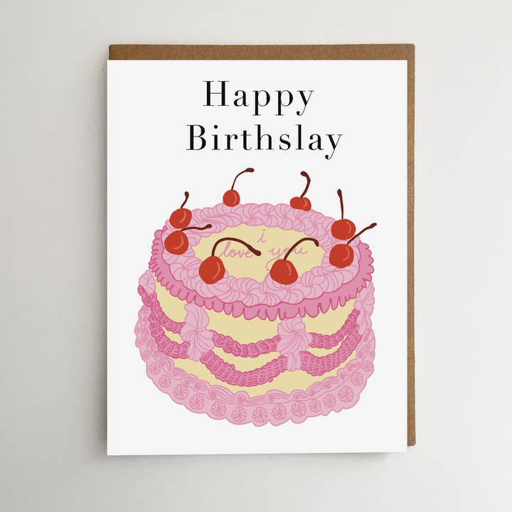 Smar Art - Wholesale Birthday Card - Happy Birthslay Card | Vintage Birthday Cake | Bday Card