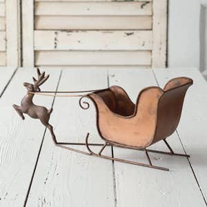CTW Home Collection - Wholesale Christmas Decoration - Rustic Tabletop Reindeer and Sleigh