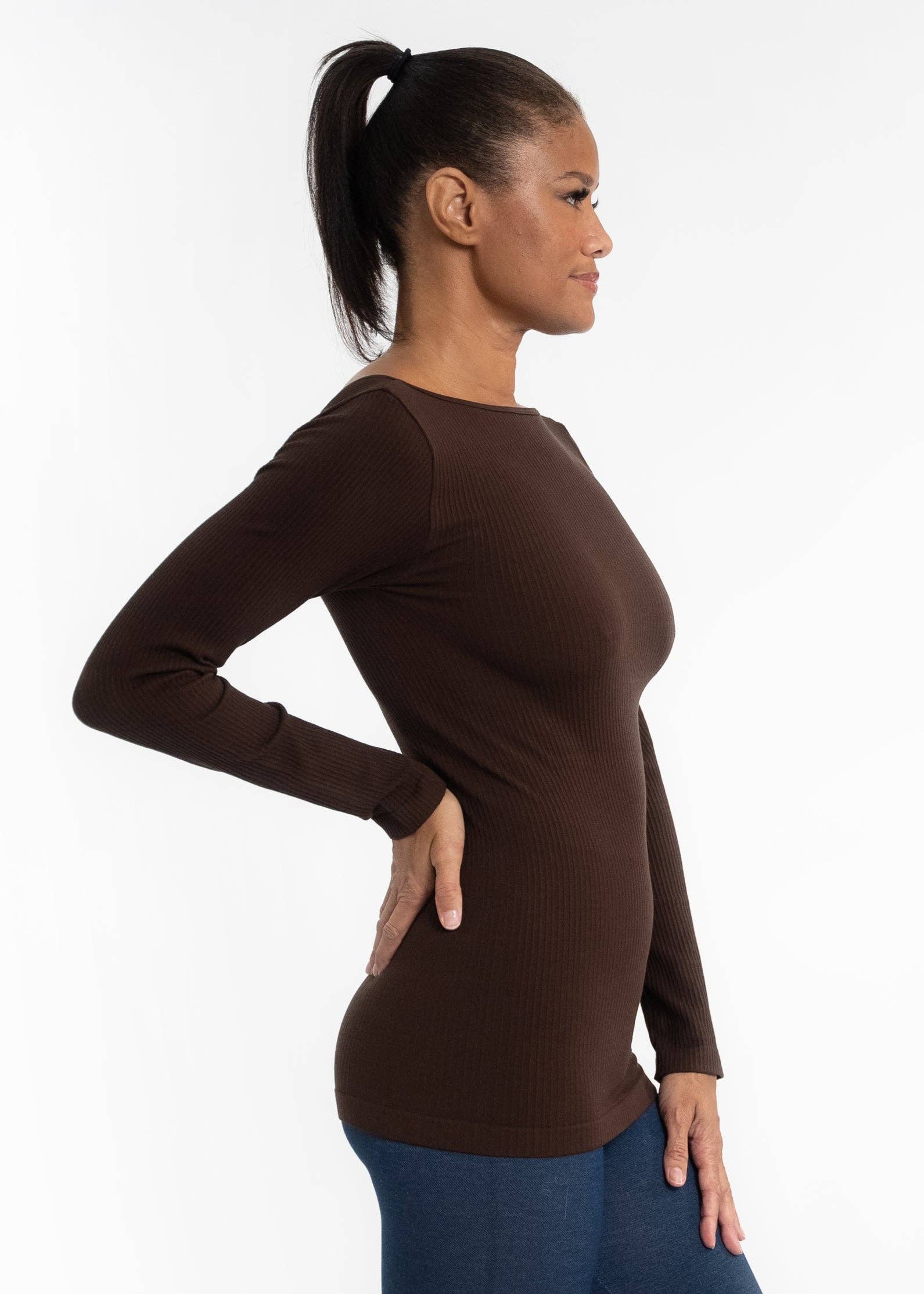 ELIETIAN – Großhandel Strickoberteil – Damen – Geripptes, beidseitiges Langarmshirt30