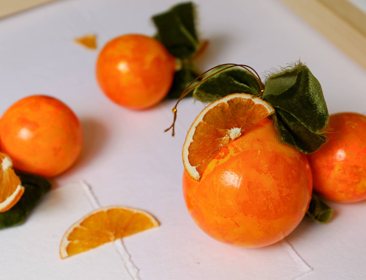 Kristin Cronic Studio - Wholesale Ornament - Orange Moss and Peel Painted Ornament | Hand painted4