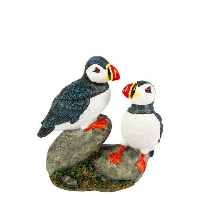Puffin Pair on Rock, 13cm for wholesale by Nauticalia
