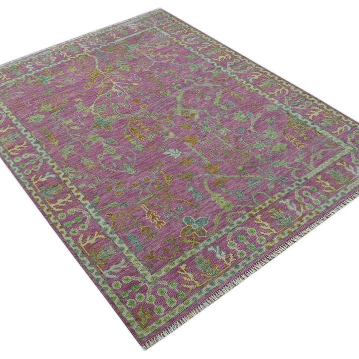 The Rug Decor, Inc. - Wholesale Area rug - The Plants and Roots Pink and Green Hand Knotted Traditional Custom Made Wool Rug3