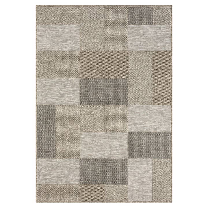 Oberon Modern Color-Block Indoor Outdoor Area Rug, Brown for wholesale by LR Home