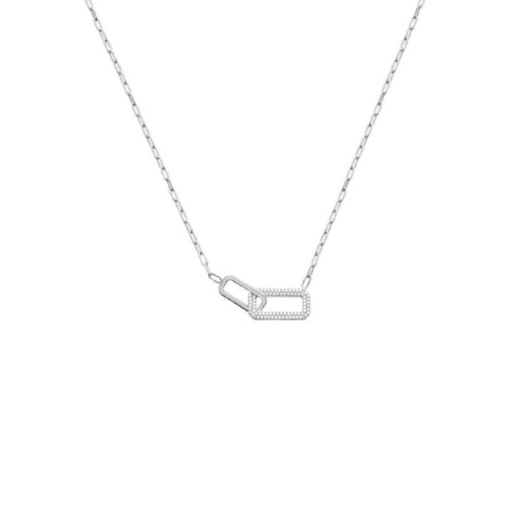 JewelryPrivate Label Paige Square 925 Sterling Silber plattierte rhodinierte Halskette Cubic Zirkonia für den Großhandel von Jewelry Private Label