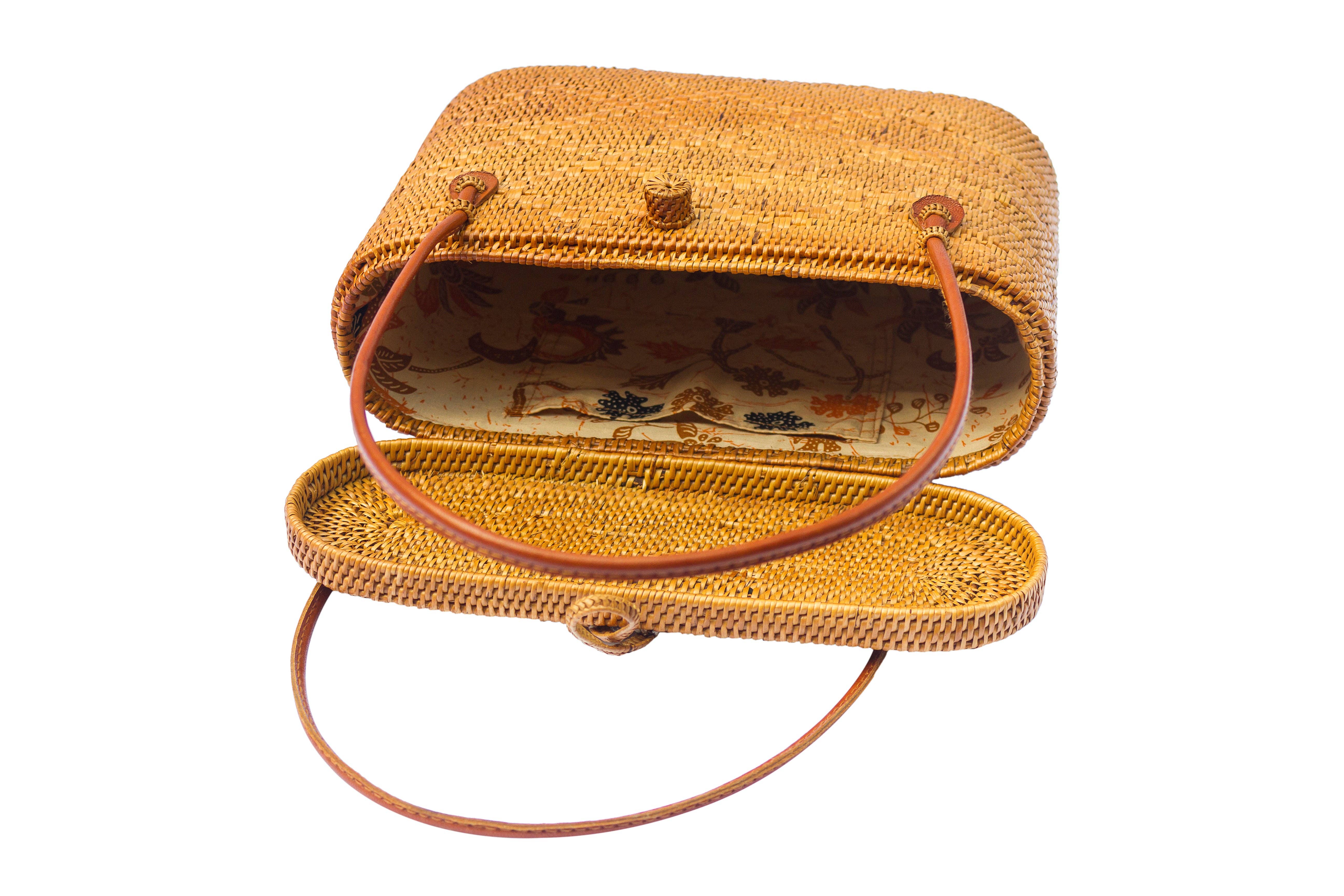 The Artisan and Company - Vendita all'ingrosso Borsa tote - Donna - Borsa a tracolla in rattan con chiusura piatta3