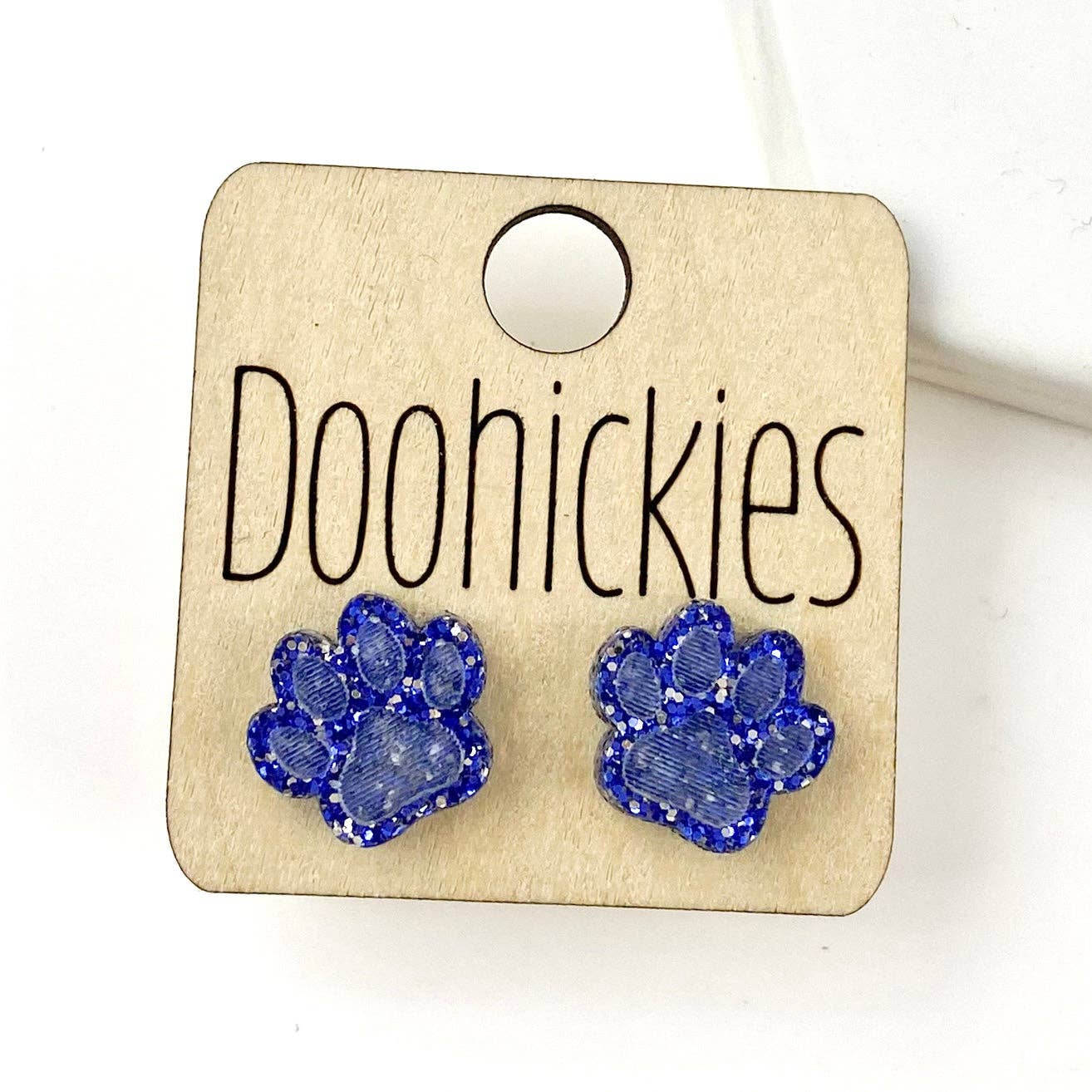 Doohickies - Wholesale Stud/Post Earrings - 13mm School Spirit Glitter Paw Studs - Custom Spirit Earrings - 9 Color Options8