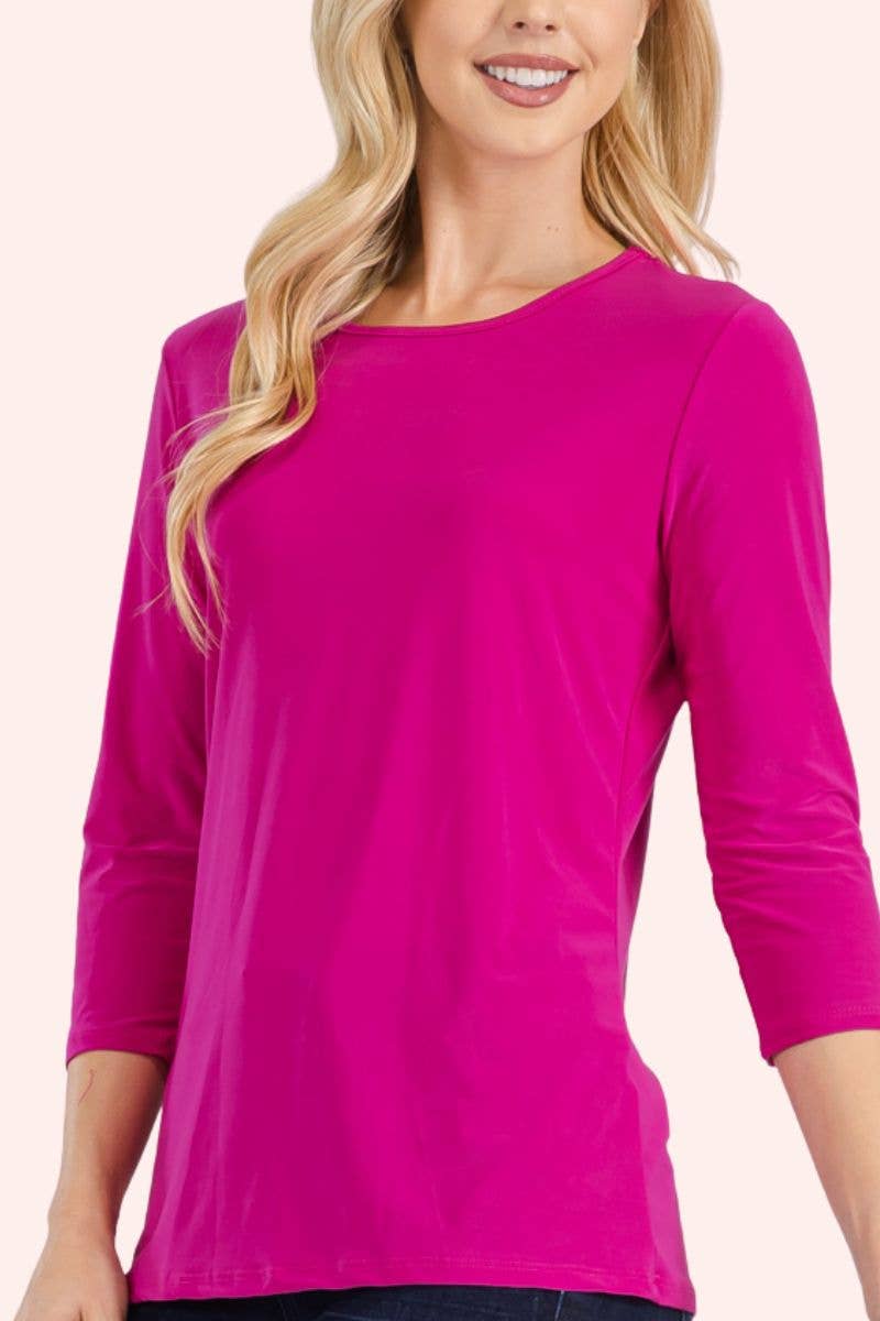 Celeste Clothing - Wholesale T-Shirt - Women's - CLASSIC 3/4 SLEEVE CREW NECK TOP -CT1321416