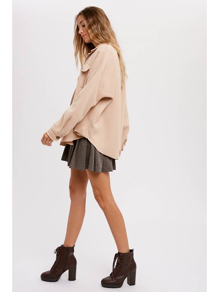 Bluivy – Engroshandel Skjortejakke/shacket – til kvinder – BØRSTET TERRY KNAP OP SHACKET7