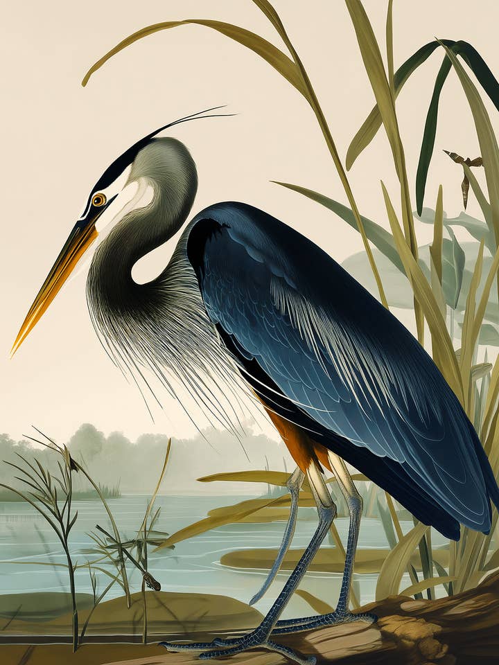 Great Heron Classic Illustration - Honey & Bee Wall Art Prints – 8″x10″ Artwork for 11″x14″ Frame for wholesale by Mowbi