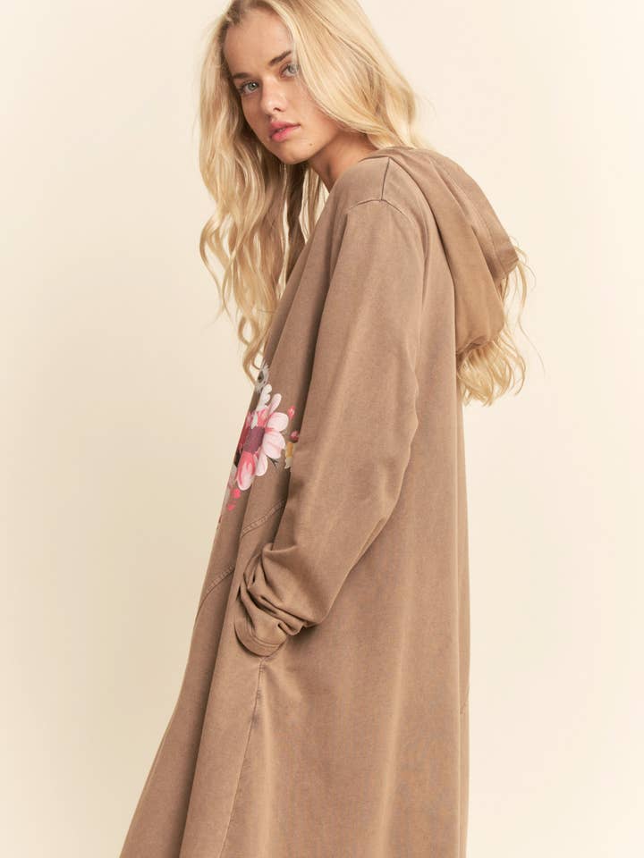 Davi & Dani - Wholesale Dress – Women's - MINERALFLORAL BUTTERFLY PRINTED HOODIE MIDI DRESS6