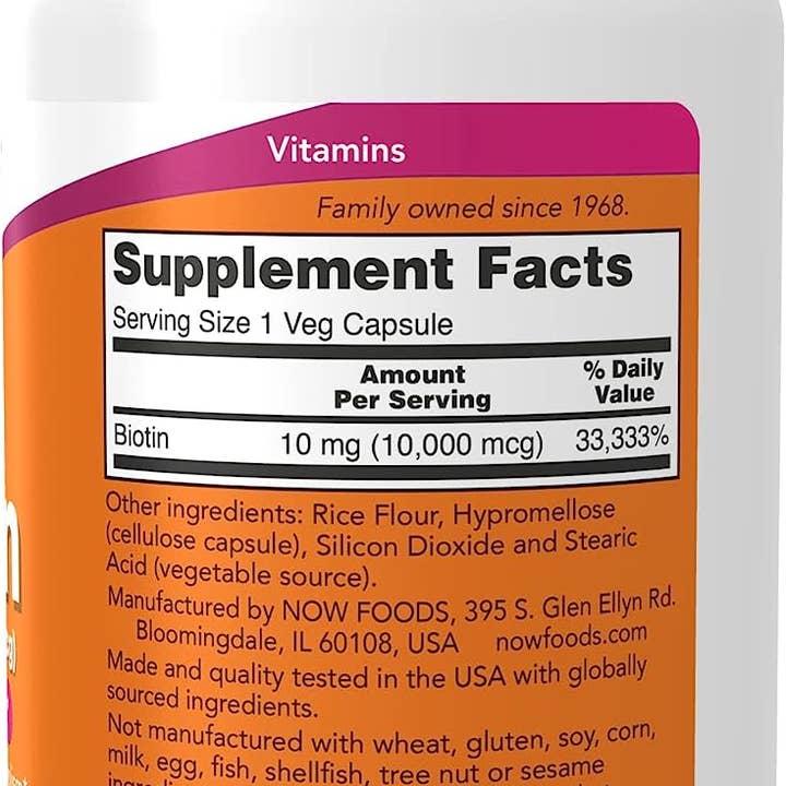 NutriCelebrity - Wholesale Oral Supplement/Vitamin - NOW Supplements, Biotin 10 mg (10,000 mcg), Extra Strength2
