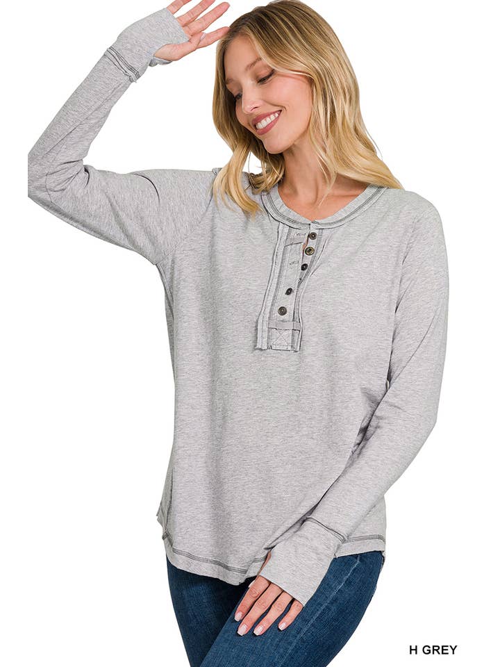 42POPS - Wholesale T-Shirt - Women's - ..'SI-24797 THUMB HOLE CUFFS BUTTON CLOSURE LONG SLEEVE TOP7