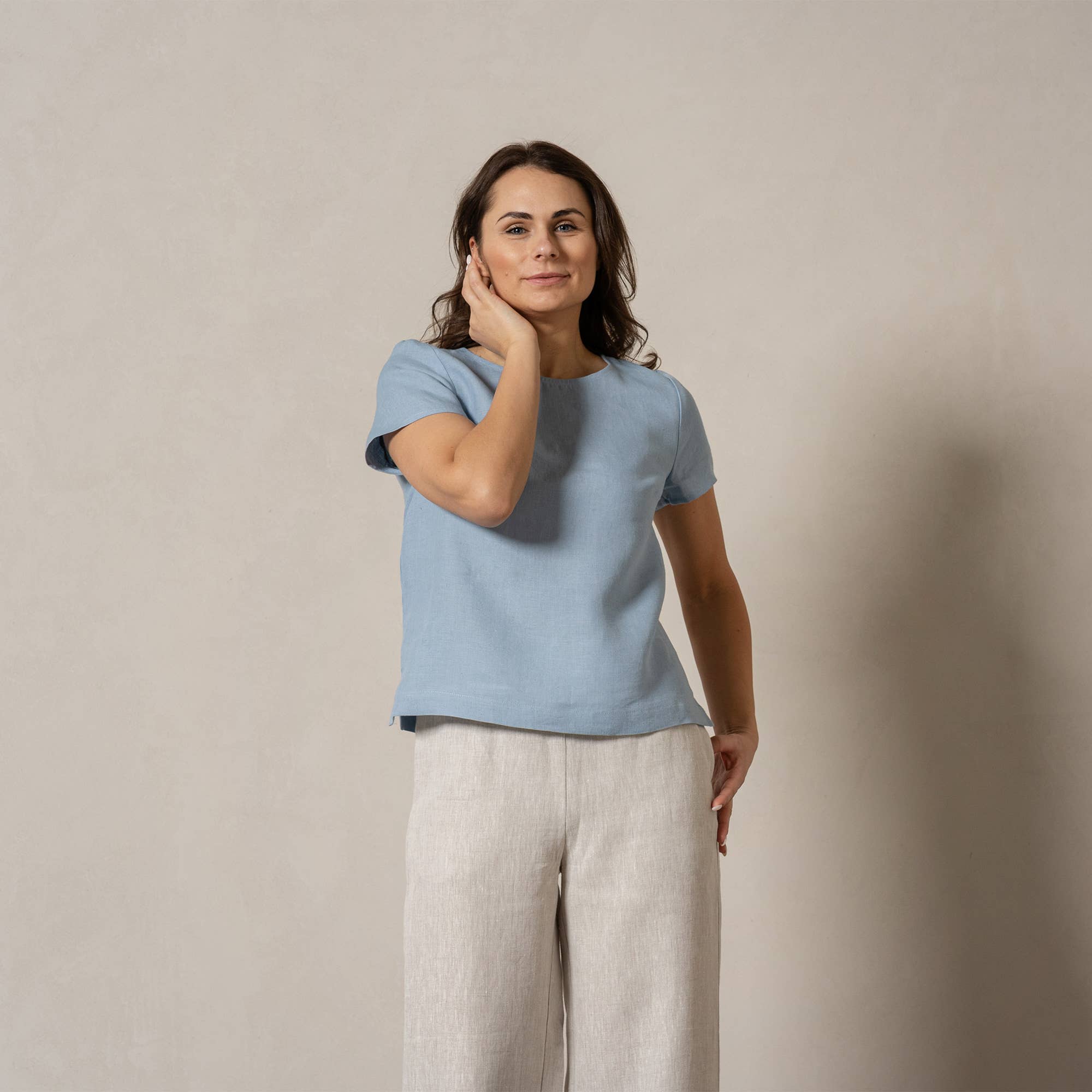 menique - Wholesale T-shirt (Zonder tekening) - Dames - Linnen shirt met korte mouwen Emma - casual klassiek linnen t-shirt9