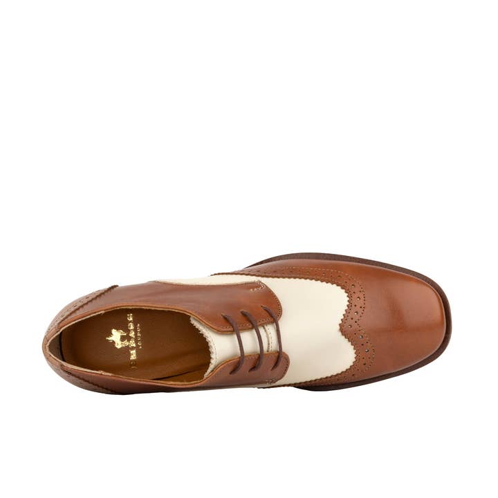 Embassy London – wholesale Brogue shoes – Women's – Ziggy - Brown & Cream - Women’s Leather Lace-up Brogue Heel5