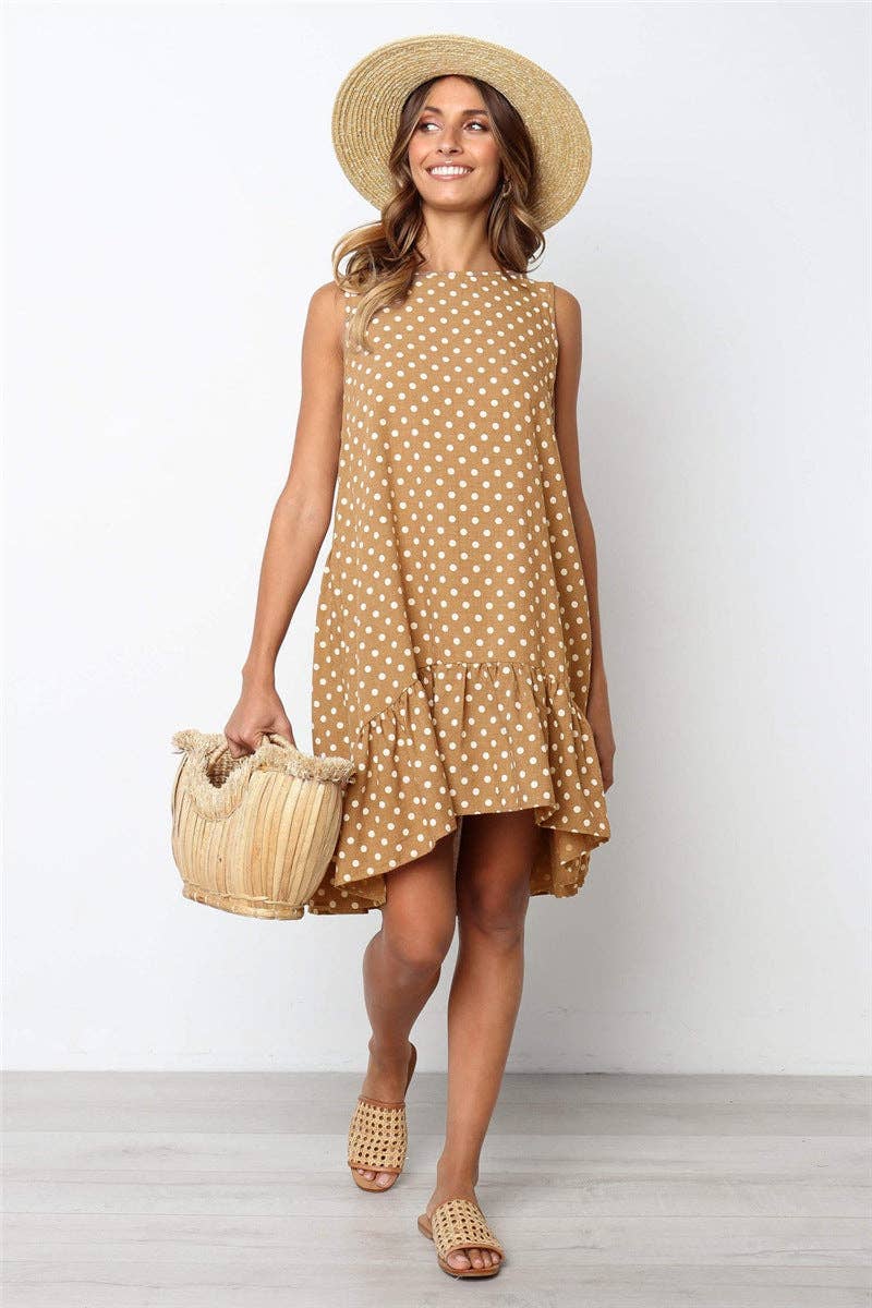 Sharon Tatem Fashion LLC - Wholesale Dress - Women's - Dress Sexy Boho Beach Sundress Women Floral Printed Polka Dot47