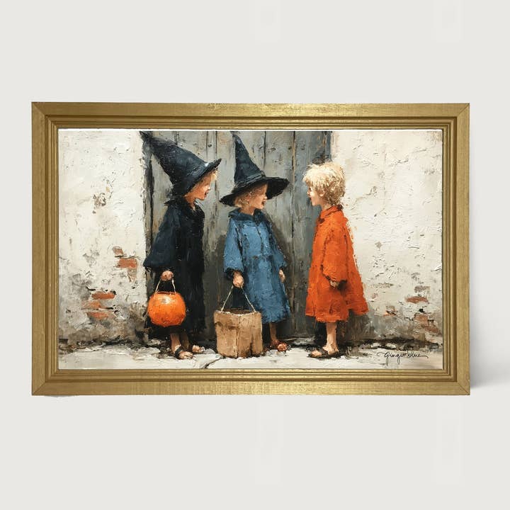 Children on Halloween Night - Horizontal Frame for wholesale by ginger blue