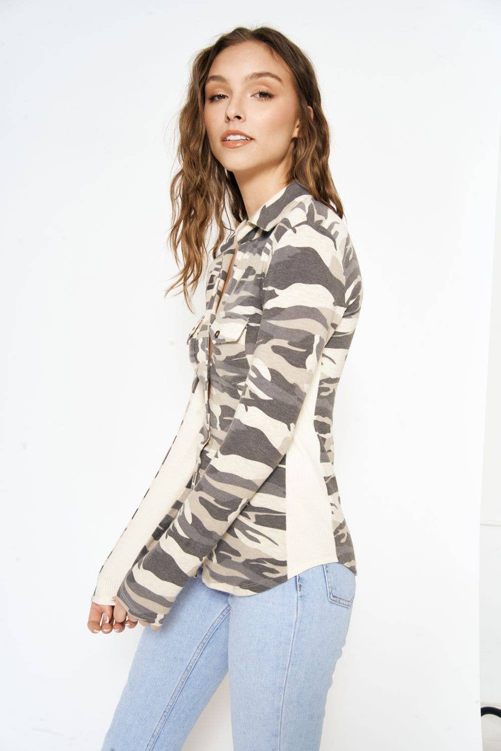 Mystree - Wholesale Button Down Shirt - Women's - 20152 Camo Print Shirt11