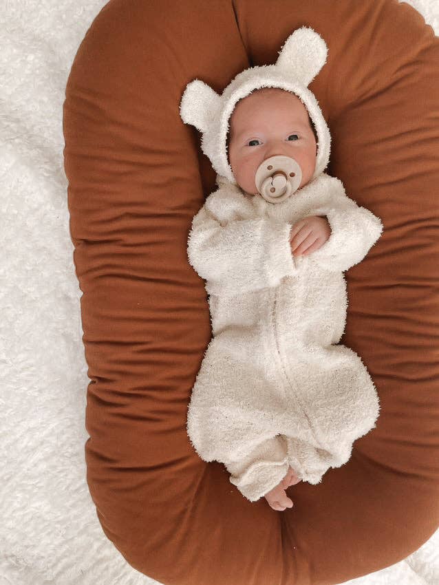 Cream Luna + Luca Baby Bear Jumpsuit - Cozy Teddy for wholesale on Faire2
