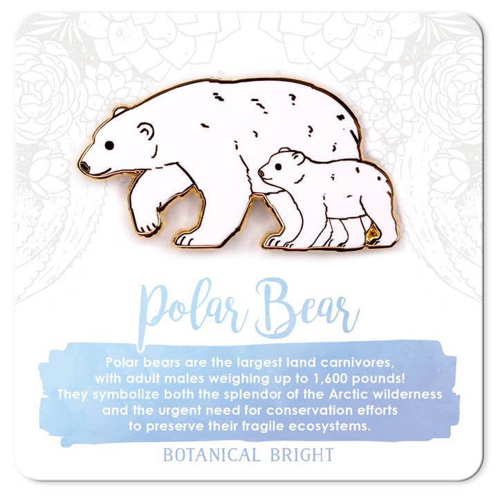 Polar Bear with Cub Enamel Pin for wholesale by Botanical Bright