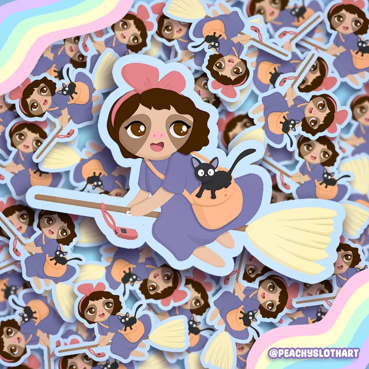 Kiki Sloth Waterproof Vinyl Sticker for wholesale by Peachy Sloth Art