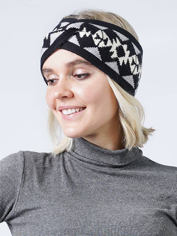 ( #185 ) WESTERN PATTERN KNIT HEADBAND - 100% ACRYLIC for wholesale by Jewelry Max